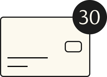 Card icon with 30 day indicator icon