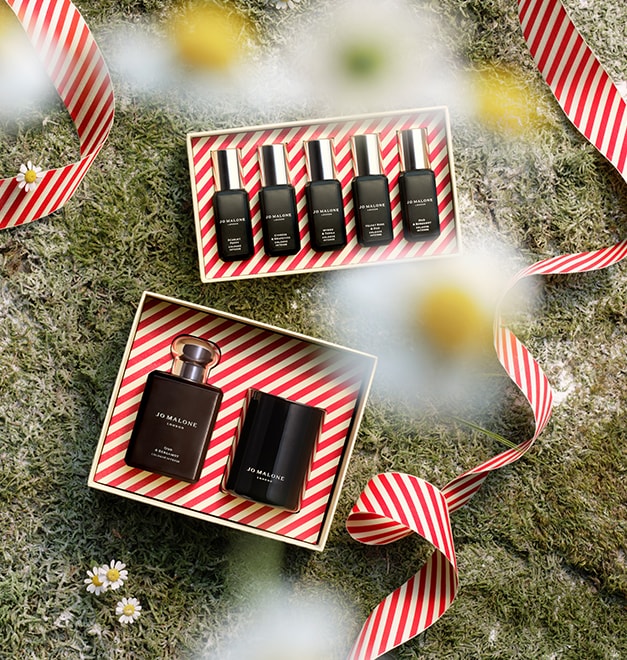 Jo Malone London Christmas Crackers in a tree with ribbons