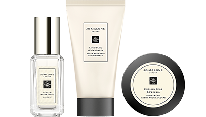 Jo Malone London Peony & Blush Suede Cologne 9ml, Lime Basil & Mandarin Body & Hand Wash 30ml, English Pear & Freesia Body Creme