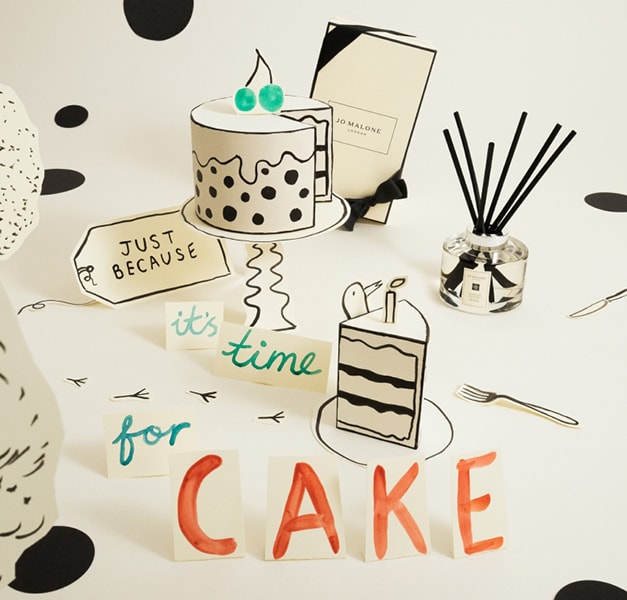 Birthday Cakes and Jo Malone London Boxes on cake stands 