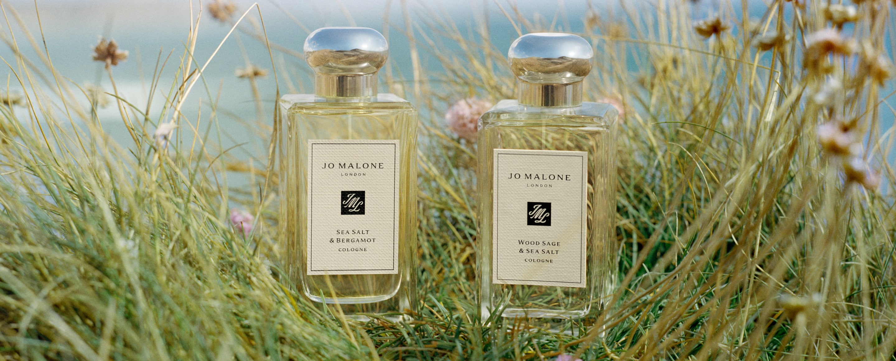 Jo Malone London Sea Salt and bergamot Cologne on a beach 
