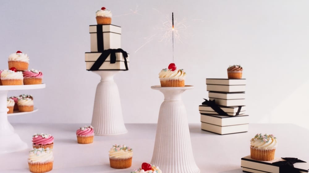 Birthday Cakes and Jo Malone London cream boxes